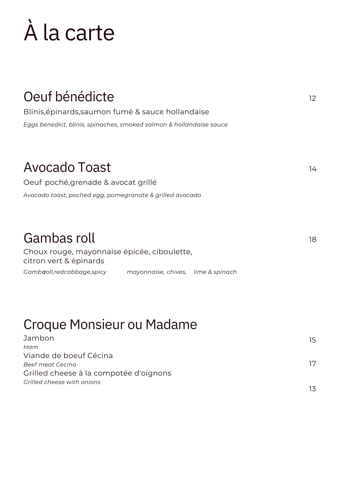 image du menu